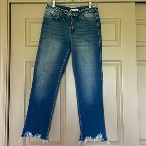 Flying Monkey distressed hem jeans.